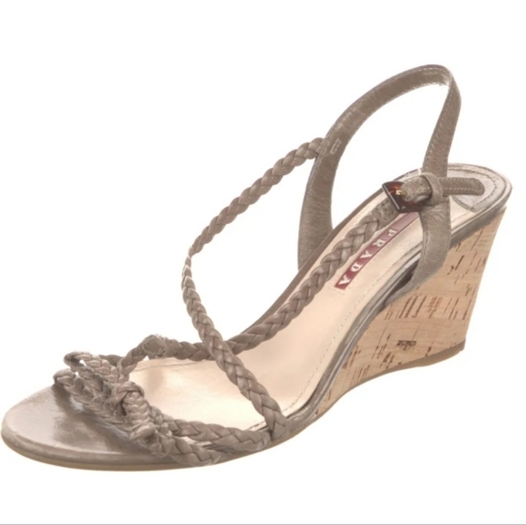 Prada beige wedge sandals - very good condition - Authentic - Picture 1 of 5